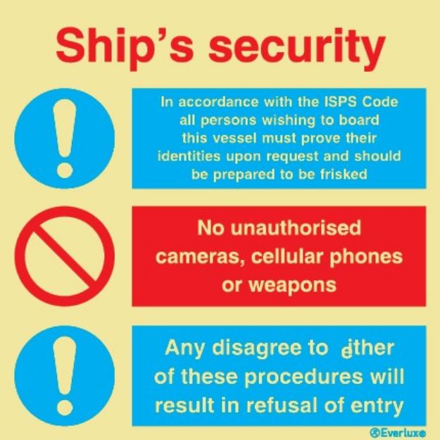 Ships security - mandatory and prohibition sign 